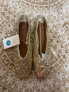 a new day Gold Sequin Ballet Flats